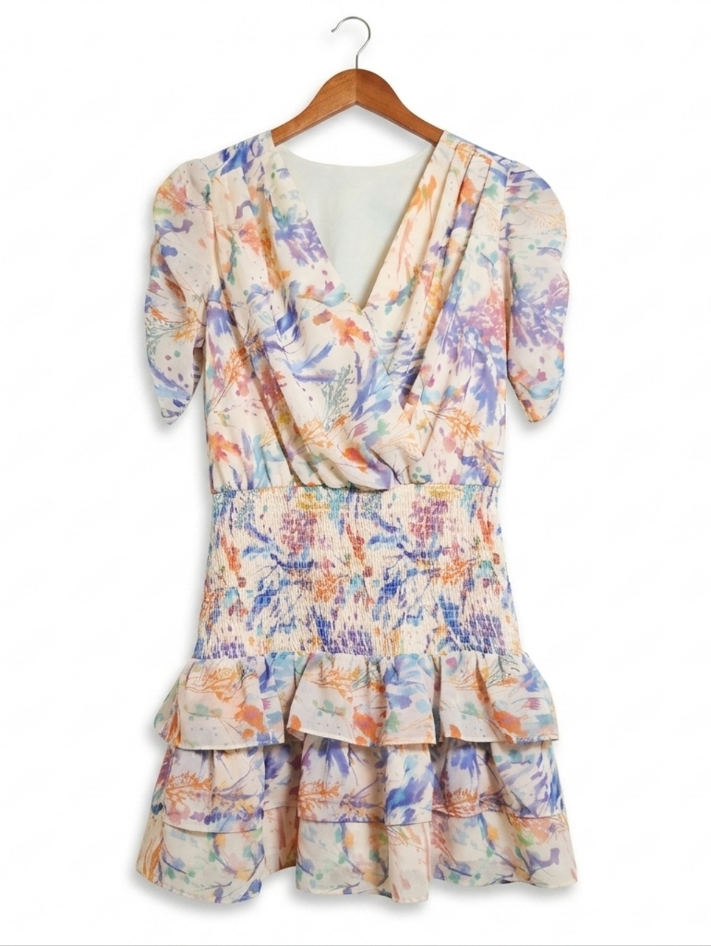Amanda Uprichard Floral Smocked Waist Mini Dress Size S